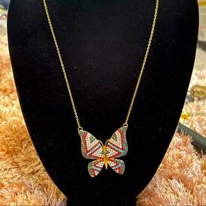 Beautiful stone big multicolored butterfly necklace